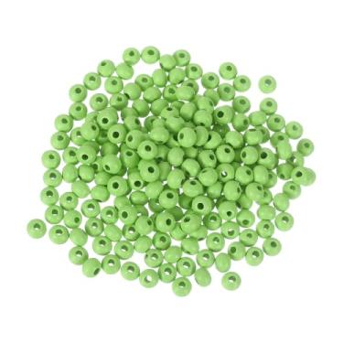 Imagem de METALLIXITY Contas de madeira coloridas (6 mm/0,24") 200 peças, espaçador de esferas redondas de madeira - para decoração de festa em casa, verde claro