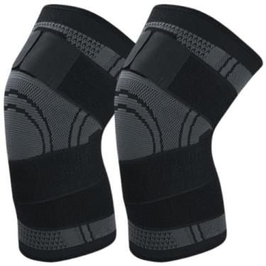 Imagem de Joelheira de Compressão Esportiva Elástica Corrida Bike Futebol com Bandagem Cinza (CINZA, G)