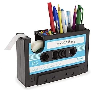 Imagem de Estojo criativo para suporte de caneta de fita adesiva, dispensador de fita cassete retrô, recipiente de armazenamento de papelaria de escritório, para escritório, casa, escola, presente exc