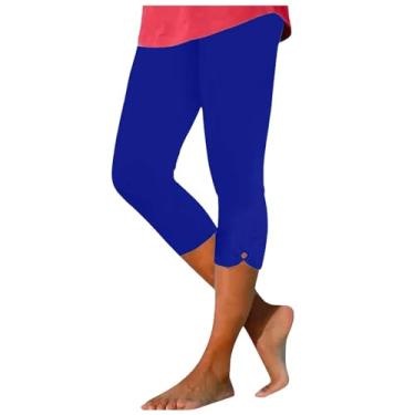 Imagem de Lainuyoah Calça legging feminina cropped de verão capris leve 2024 calça de treino slim confortável calça leve, B-bu1, G