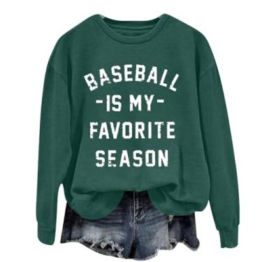 Imagem de Camiseta feminina de beisebol mãe Tis the Season moletom casual manga longa pulôver gola redonda tops modernos, #17 - verde, G
