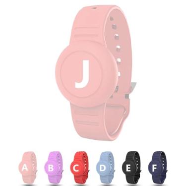 Imagem de Pulseira à prova d'água para AirTag Kids, suporte oculto personalizado com letra inicial compatível com Air Tag, capa de silicone para AirTag, rastreador GPS antiperda ajustável para crianças mais