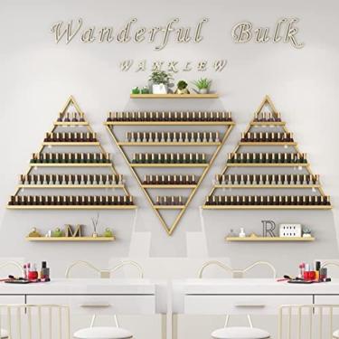 Imagem de Prateleira de armazenamento para esmalte de unha de salão de 5 camadas, suporte de rack de esmalte de metal triangular simples montado na parede/exibição de óleos essenciais de arte de pared