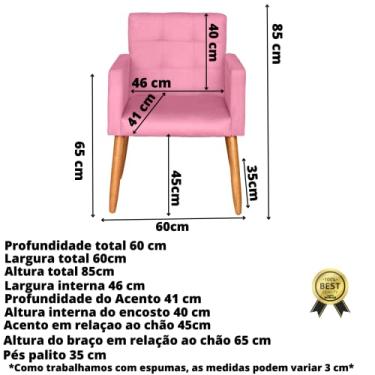 Imagem de Kit 3 Poltronas Cadeira Decorativa reforçada para Recepção Salão Clientes (Rose)