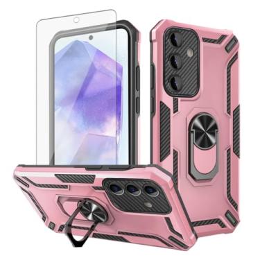 Imagem de Asuwish Capa de telefone para Samsung Galaxy A55 5G com protetor de tela de vidro temperado suporte magnético fino suporte híbrido rígido acessórios móveis robusto capa de celular de filme A 55 55A