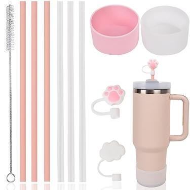 Imagem de ChezMax Canudos de Silicone Extra Longo, Pacote com 11 Peças, Acessórios para Copos, Tamanho Aplicável para Stanley Quencher 1,134 g e outras Garrafas