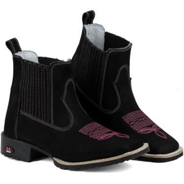 Imagem de Bota Feminina Texana Country em Couro Elastico Com Bordado Bico Quadrado RR Botas