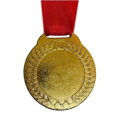 Imagem de Kit 20 Medalhas Grandes Centro Liso Para Resinar Fita Verm. ouro