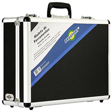 Imagem de MALETA DE ALUMINIO PARA FERRAMENTAS PRETA EXECUTIVA GRANDE COM DIVISORIAS MOVEIS 455 MM X 330 MM X 152