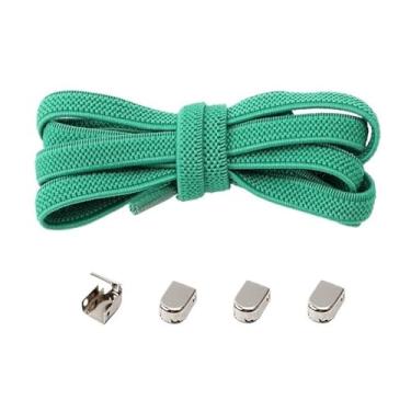 Imagem de No Tie Shoelaces Metal Buckles Elastic For Sneakers One Size Fits All Adult Kids Laces Lazy Sport Rubber Shoestrings(Green)