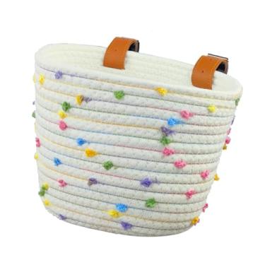 Imagem de Vaveren Cesta de bicicleta infantil Cesta de bicicleta Cesta de carga multifuncional portátil Bolsa com alças Cesta de ciclismo para meninos e meninas, Branco