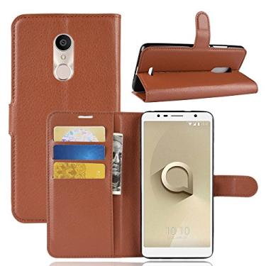 Imagem de Capa para Alcatel 3C, capa flip carteira de couro PU Manyip para Alcatel 3C, capa de proteção de telefone estilo empresarial, capa com [compartimentos para dinheiro e cartão]