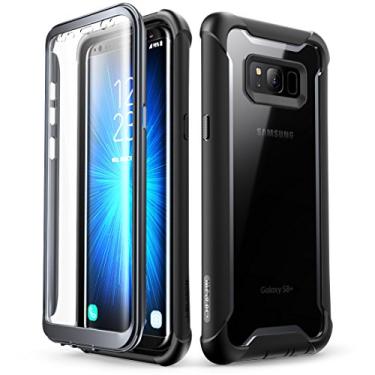 Imagem de i-Blason Capa para Galaxy S8+ Plus versão 2017, capa amortecedora transparente resistente de corpo inteiro Ares com protetor de tela integrado para Samsung Galaxy S8+ Plus (preto)