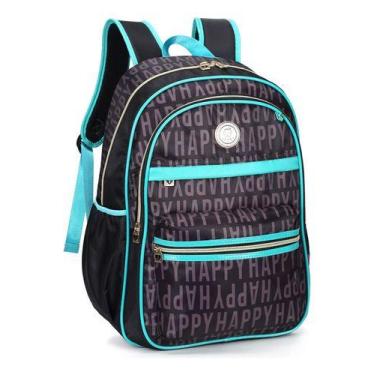 Imagem de Mochila Escolar Feminina Happy Reforçada P/ Notebook Moderna - D'PRESE