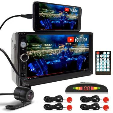 Imagem de Kit Multimídia + Câmera Ré + Sensor Ré Vermelho Ford Fiesta 2012 2013 