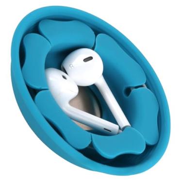 Imagem de MAIRUI Capa de fone de ouvido com fio, organizador de cabos, de silicone macio, suporte magnético para armazenamento, sem emaranhamento, enrolador de cabos (azul pavão)