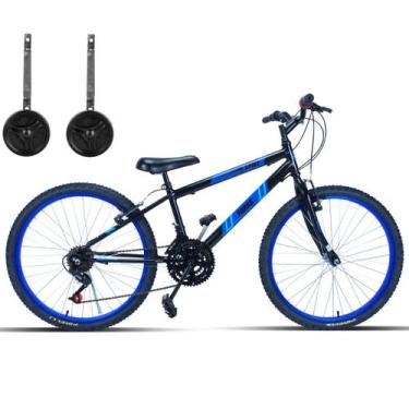 Imagem de Bicicleta Infantil Aro 24 Com Rodinhas 18 Marchas - FORSS, Preto