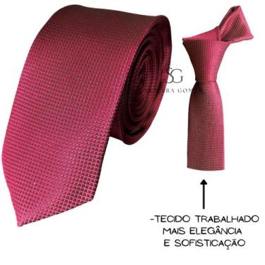Imagem de Gravata Marsala para Padrinhos e Eventos Tecido Trabalhado Quadradinho