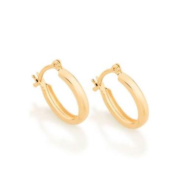 Imagem de Brincos banhado ouro 3x 24k 18k e 22k femininos argola lisa oval romma