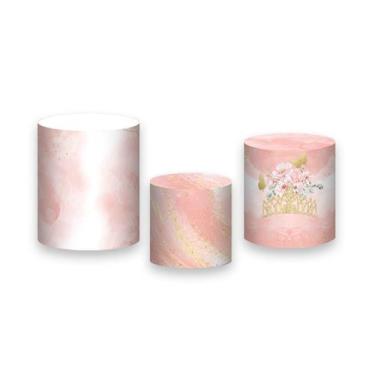 Imagem de Trio de Capas de Cilindro - Coroa Com Flores Rosa 029 - Via Cores