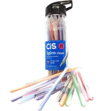 Imagem de Caneta Spiro CiS CLEAN Colorida Garrafa Pote - 24 Unidades