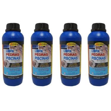 Imagem de Kit 4 limpador pedras piscina azulejo marmore granito allchem 1l