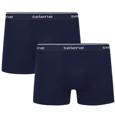 Imagem de Kit 2 Cueca Selene Masculina Algodão Plus Size Boxer Box, Marinho, X2