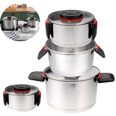 Imagem de Conjunto Panela De Inox Com Tampa De Vidro Moderno 3unidades - bbless