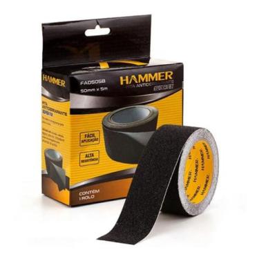 Imagem de Fita antiderrapante piso escada 50mm x 5m preto hammer