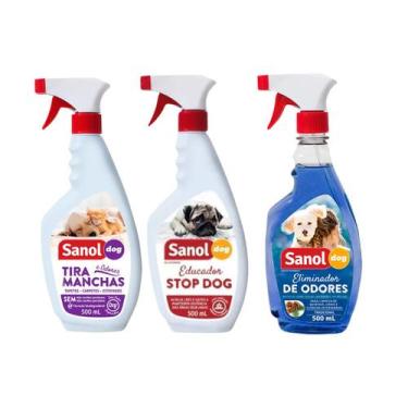 Imagem de Kit Elimina Manchas + Odores + Educador Stop Dog Sanol Dog
