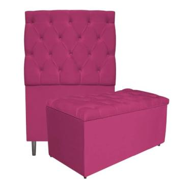Imagem de Kit Cabeceira e Calçadeira Liverpool 90 cm Solteiro Suede Pink - Amarena Móveis