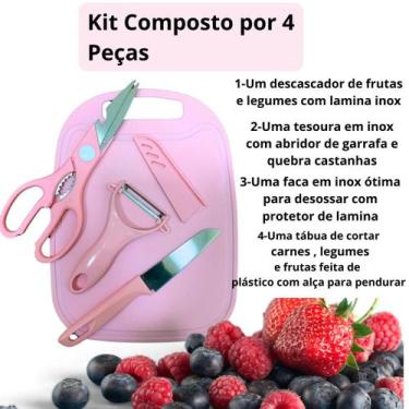 Imagem de Conjunto 4 Peças Utensílios Culinários Tábua Faca Ralador Descasc - NE