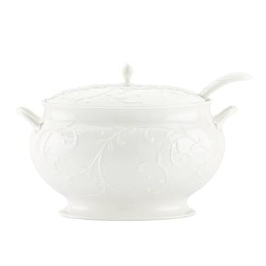 Imagem de Lenox Terrina de sopa coberta esculpida opala Innocence, com concha, 26 cm, branca