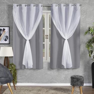 Imagem de Cortina Janela Pequena Tecido Blackout 2,00 x 1,40 Com Voil - MH Enxov
