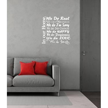 Imagem de Wall Decor Plus More WDPM3383 We Do Real Mistakes Happy Love Forgiveness We Do Family Wall Decal Colage Citação, 23 x 23 polegadas, branco