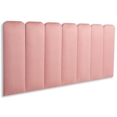 Imagem de Cabeceira Casal Estofada de Colar na Parede Kit 7 Placas Modelo Arredo