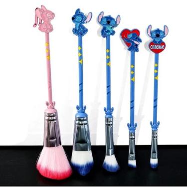 Imagem de Kit 5 Pincéis de Maquiagem Lilo e Stitch Pincel Rosa ou Azul - PT, Azu