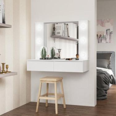 Imagem de Penteadeira de Parede com Espelho 2 Gaveta Arujá Politorno, Branco