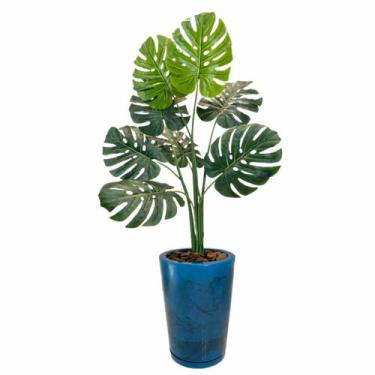 Imagem de Planta Artificial Costela De Adão + Vaso Polietileno Liso - Flor Imp