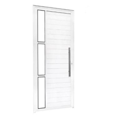 Imagem de Porta Lambril c/Puxador e Vidro Lateral - Alumínio Branco - Linha 25 -