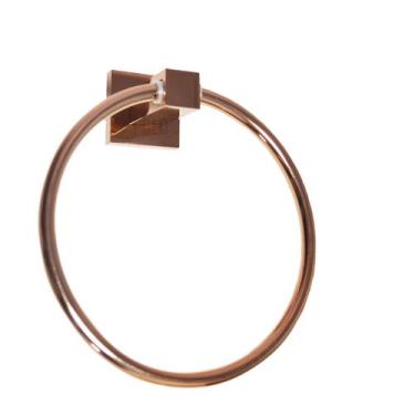Imagem de Porta Toalha Rosto Mão Rose Gold Argola Banheiro Metal Luxo - POLO