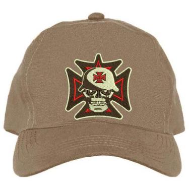 Imagem de Boné Kaluapa Caveira Cruz de Malta, Único, Unissex, Bege