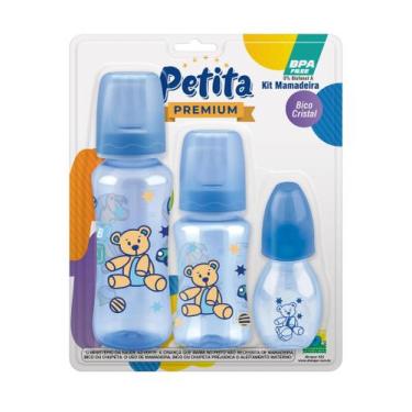 Imagem de Kit Mamadeira Petita Premium Azul Rosa Com Bico Rendondo - Estampas Va