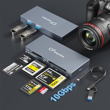 Imagem de CFexpress Leitor de cartão tipo B, leitor Multi CF Express 8 em 1 para CFexpress Tipo B/CF/XD/MS/TF/SD/USB, USB3.2 Gen2 10Gbps CFexpress leitor de cartão de memória para Windows/Mac/Linux/Android Read