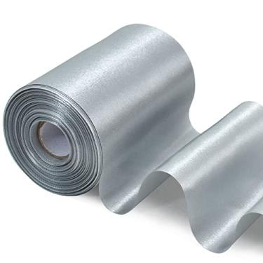 Imagem de TONIFUL Fita de cetim sólida prata de 10 cm de largura, tecido de 22 m, fita grande para cerimônia de corte, faixas de cadeira de grande abertura, laços de cabelo, costura floral, artesanato, embrulho de presente, decoração de festa de casamento