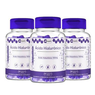 Imagem de Acido Hialuronico 100mg 60 capsulas - 4 Health - Tecnologia Americana - Kit 3 POTES