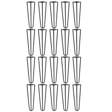 Imagem de Kit 20 Pés de Metal 30 CM Hairpin Legs Mesa de Canto Rack e Puffs Preto G41