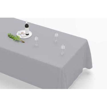 Imagem de Toalha De Mesa Retangular 12 Lugares Tecido Oxford Cinza TLZ05 - 300x1