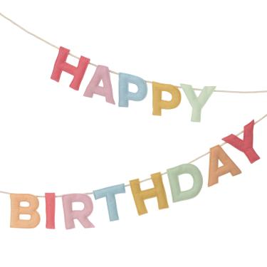 Imagem de Meri Meri Guirlanda de feliz aniversário de feltro (3,2 m com excesso de cordão - Pacote com 1)