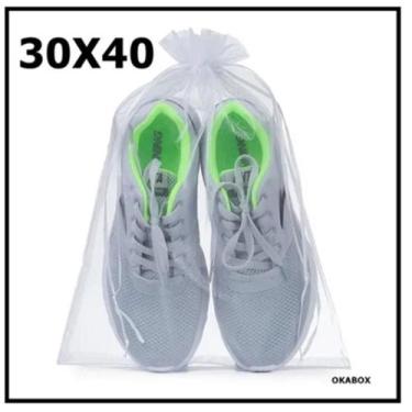Imagem de Saquinho De Organza 30X40 COM FITA CETIM BRANCA - 10 Unidades  - OKABO